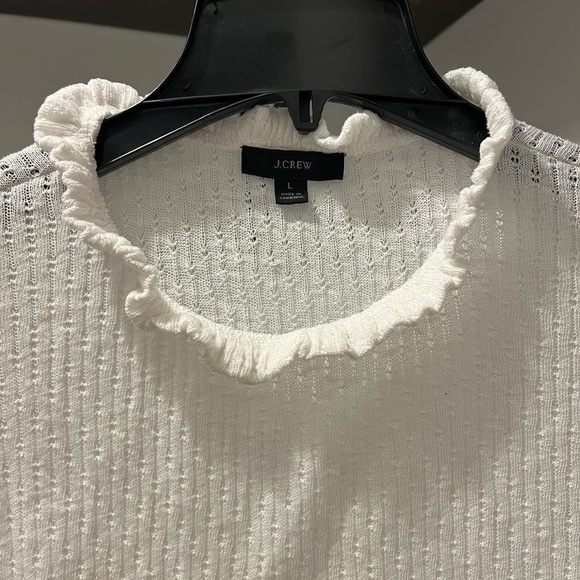 J. Crew Ruffled Collar Lightweight Sweater Blouse -Size L - Picture 2 of 4